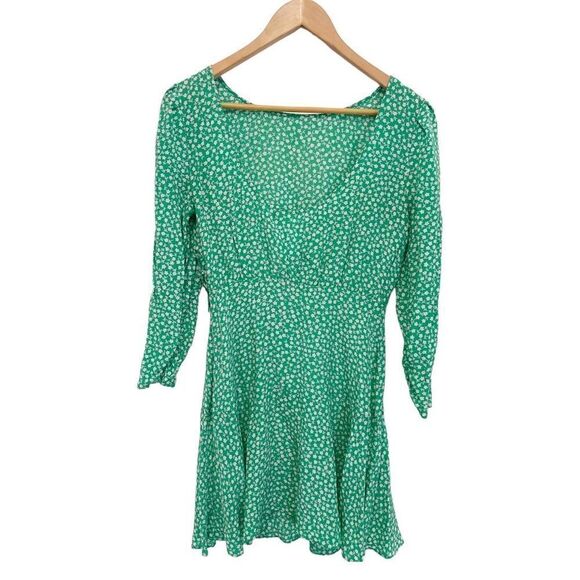 Rixo Silk Kyla Green Floral Dress - Picture 14 of 15